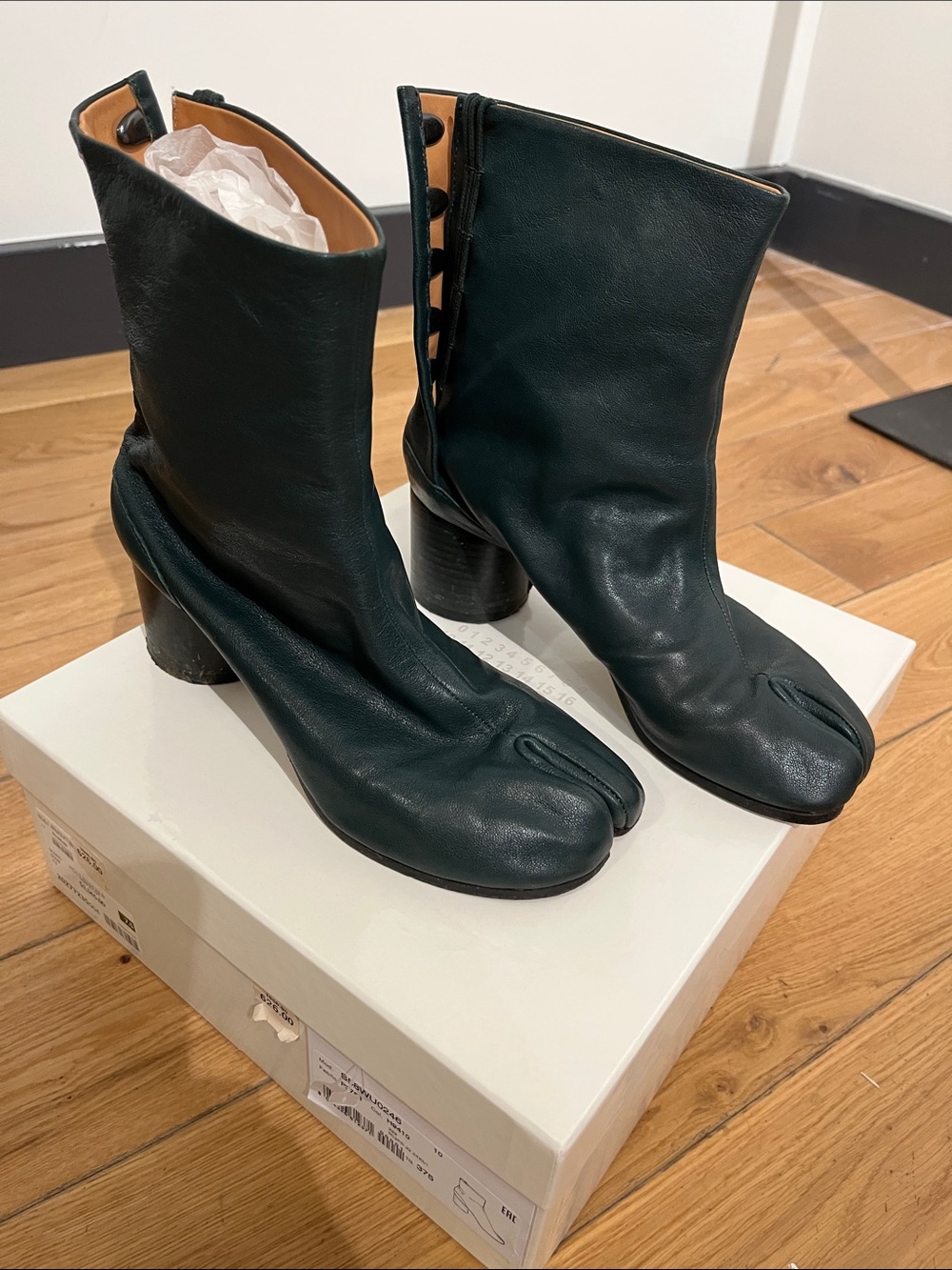 Maison Martin Margiela Dark Green Split-Toe Mid-Heel Boots